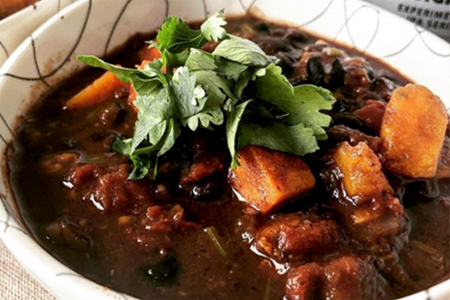 Bowl of Smoky Turkey, Black Bean, and Dark Chocolate Chili