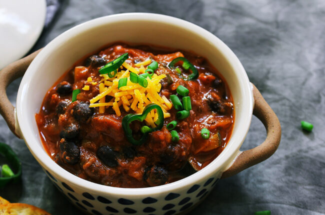 Ceramic bowl with Black Bean Chili