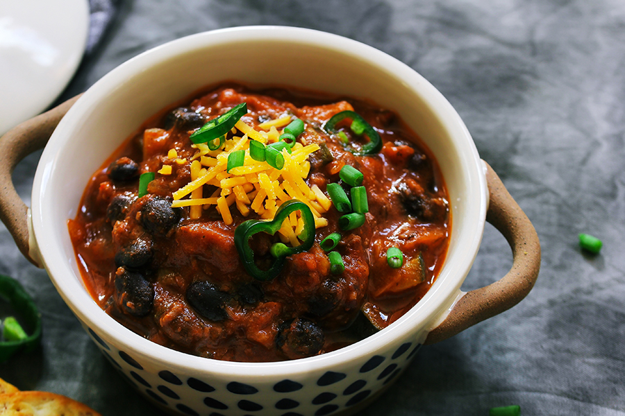 Ceramic bowl with Black Bean Chili