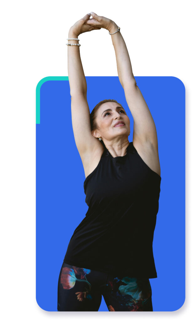 Female stretching her arms.