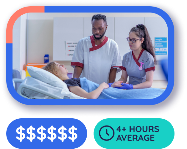 Nurses with patient in the ER.