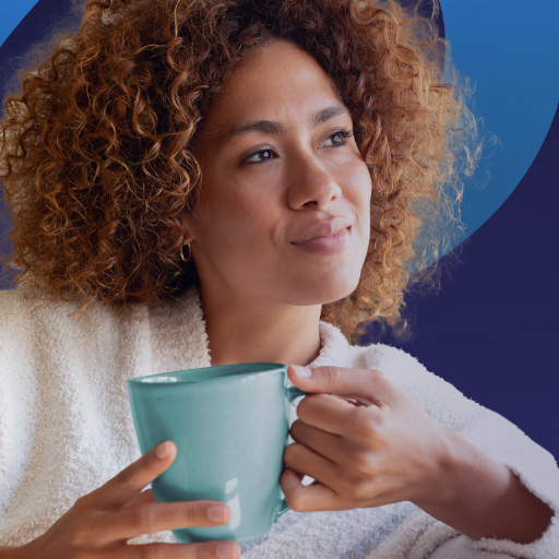 Female with coffee cup during Open Enrollment