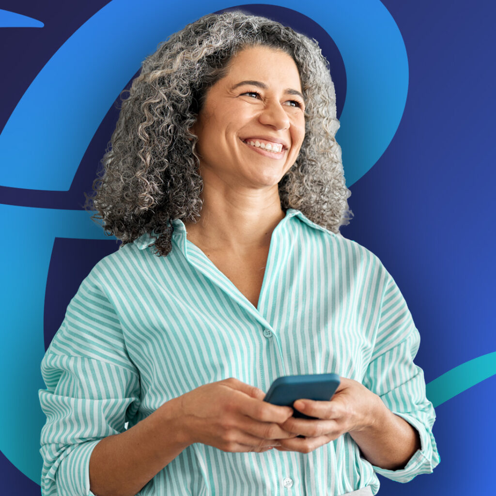 Smiling and happy female thumbnail.