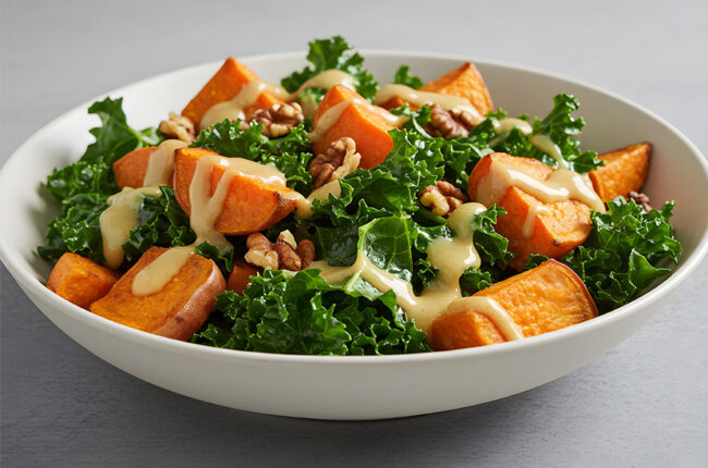 Warm Roasted Potato & Whole Grain Mustard Salad with Lacinato Kale